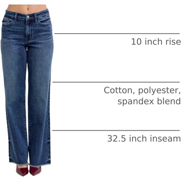 Vintage Dark Wash Wide Leg Jeans Womens Plus Size Mid Rise Stretch - Picture 4 of 7